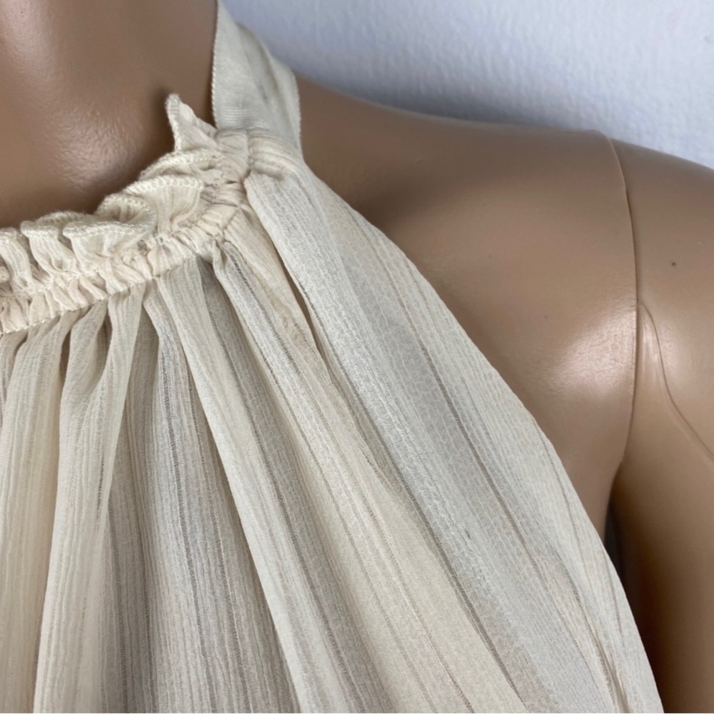 ADEAM BEIGE STRIPED CHIFFON HALTER TOP - Picture 4 of 11